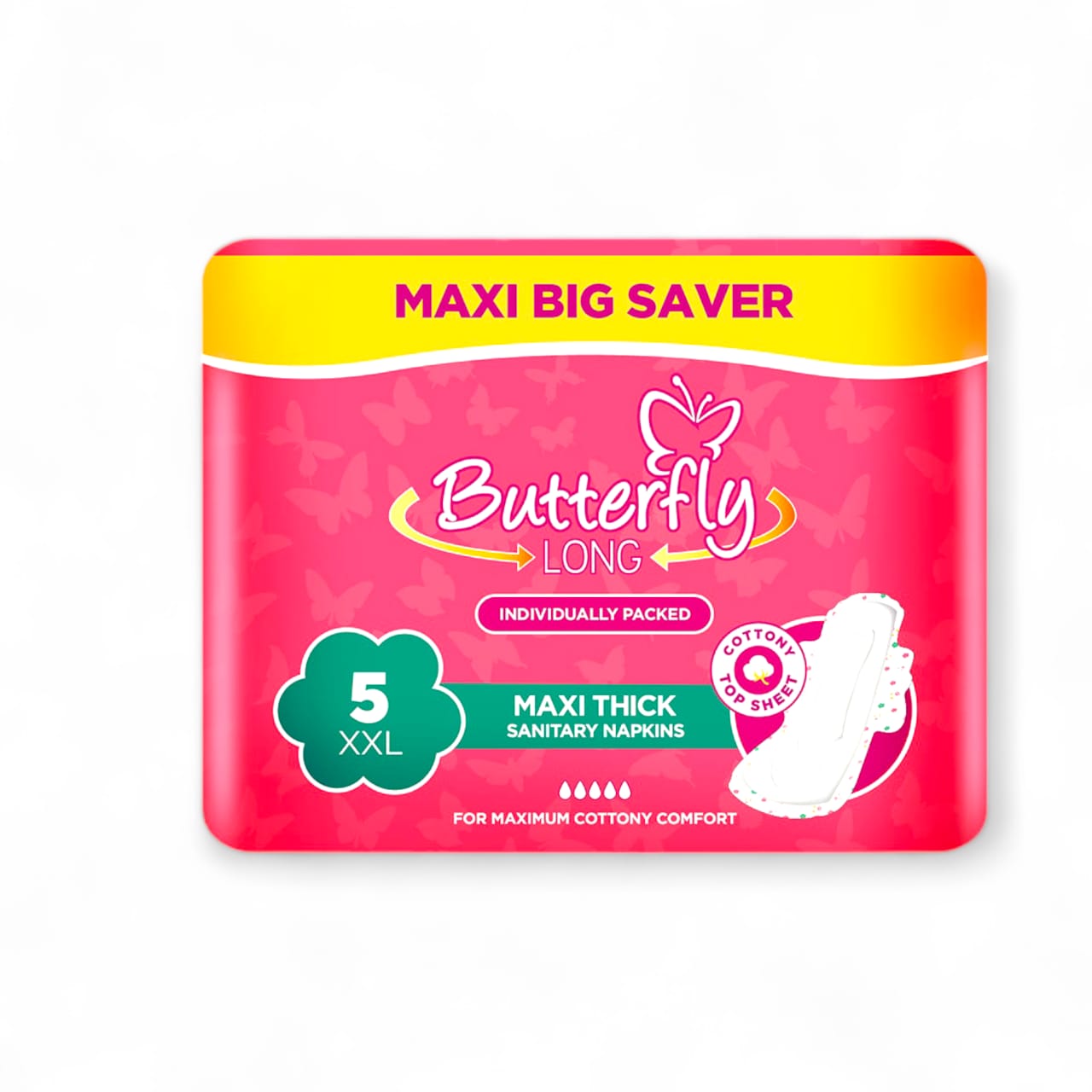 BUTTETFLY MAXI THICK LONG SANITARY NAPKINS (5 PEICES )